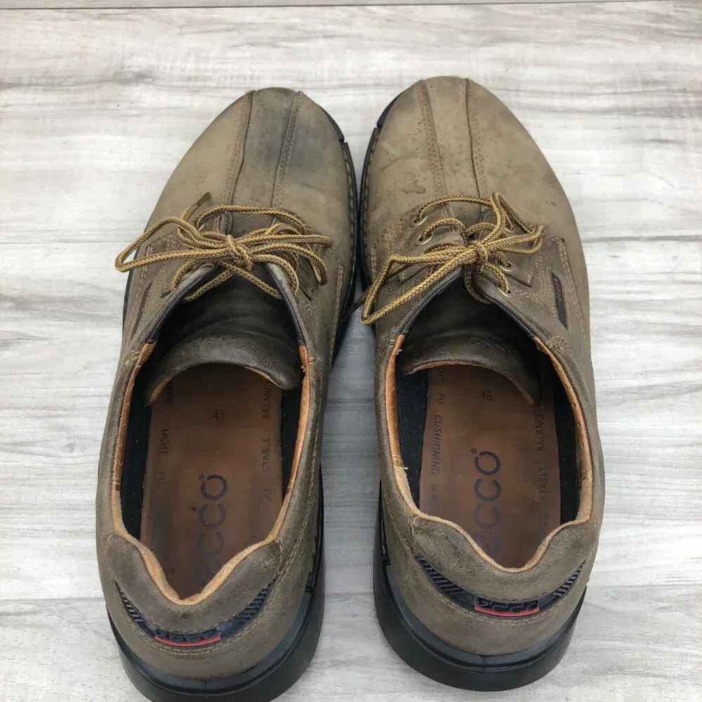 Ecco Shoes Mens EU 45 Brown Nubuck Leather Lace Up Derby Casual Shoes